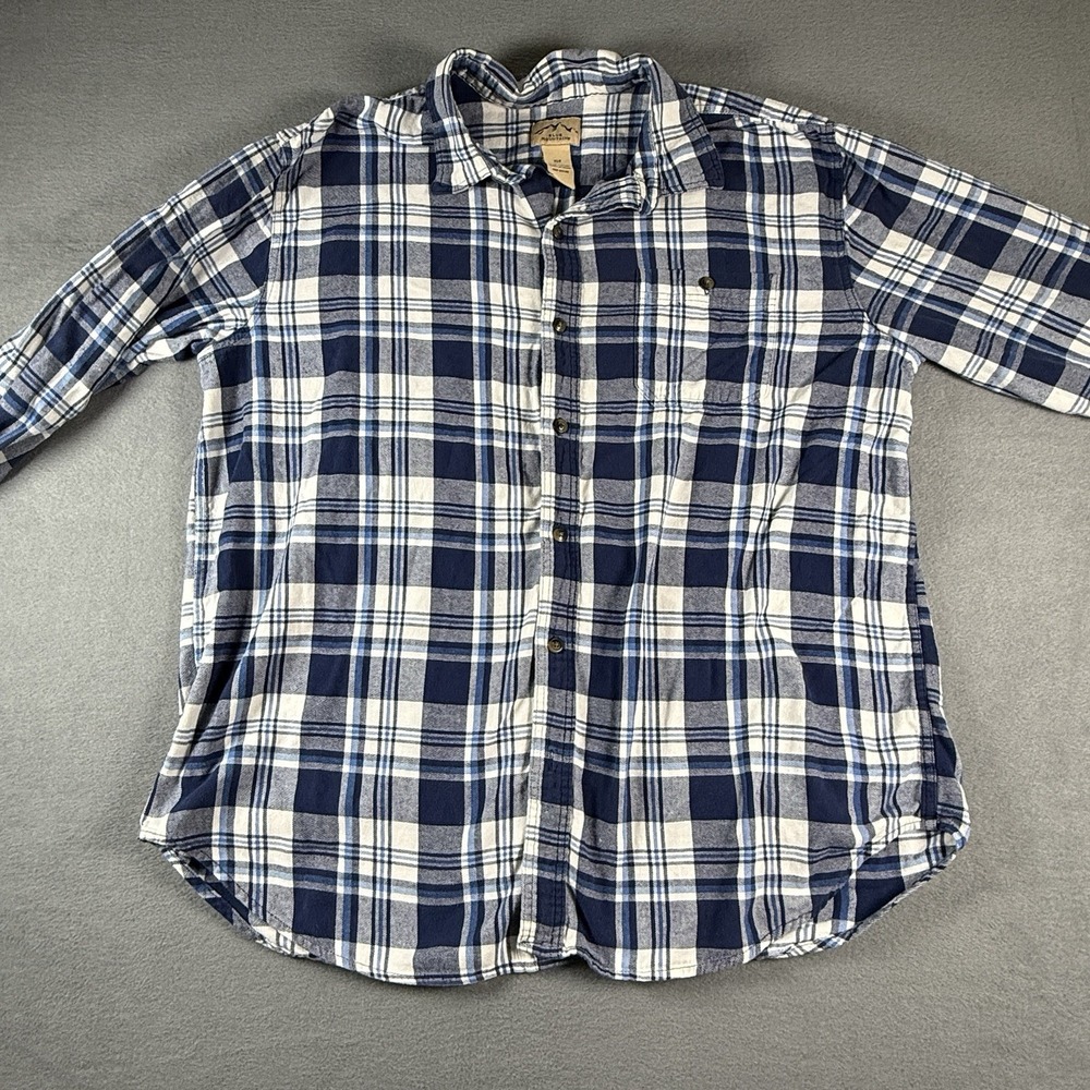 Blue Mountain Men's Size XL Tall Long Sleeve‎ Blue Flannel Plaid Shirt